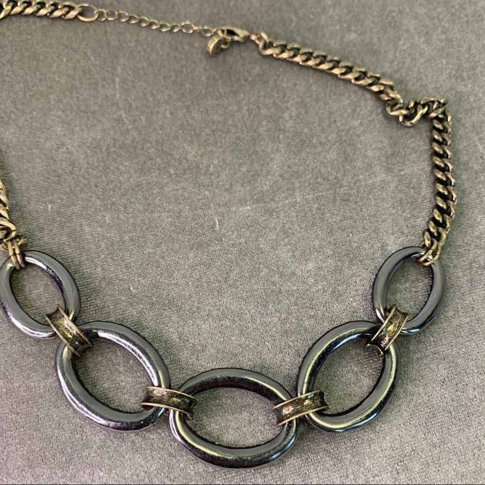 LOFT Gunmetal and Rhinestone Link Princess Necklace - Picture 7 of 12